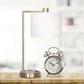 Sarantino Metal Task Lamp with USB Charging Port Antique Brass Finish