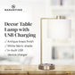 Sarantino Metal Task Lamp with USB Charging Port Antique Brass Finish