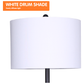 Sarantino Metal Floor Lamp Shade with Black Post in Round Wood Shelves