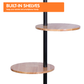 Sarantino Metal Floor Lamp Shade with Black Post in Round Wood Shelves