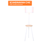 Sarantino Metal Tripod Floor Lamp Shade with Wooden Table Shelf