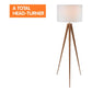 Sarantino Metal Tripod Floor Spot Lamp Shade Drum in Wooden Finish