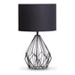 Sarantino Metal Wire Table Lamp in Black Finish With Black Drum Shade