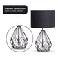 Sarantino Metal Wire Table Lamp in Black Finish With Black Drum Shade