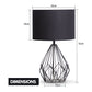 Sarantino Metal Wire Table Lamp in Black Finish With Black Drum Shade