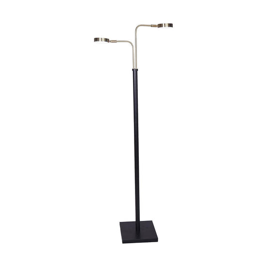 Sarantino LED Metal Floor Lamp with 2 Lights in Brushed Gold and Black Finish