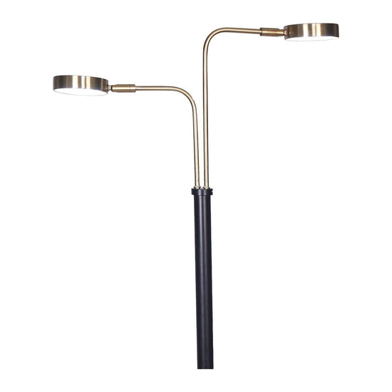 Sarantino LED Metal Floor Lamp with 2 Lights in Brushed Gold and Black Finish