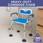 Orthonica Height-Adjustable Aluminium Commode Shower Chair with Armrests Backrest Armrests Soft Stool Seat Aid