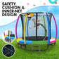 Kahuna 8ft Outdoor Trampoline Kids Children With Safety Enclosure Mat Pad Net Ladder Basketball Hoop Set - Rainbow