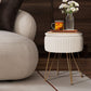 Side Table Storage Ottoman - Velvet Padded Stool Vanity Footstool REMY CREAM BEIGE