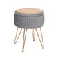 Side Table Storage Ottoman - Velvet Padded Stool Vanity Footstool REMY GREY