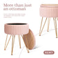 Side Table Storage Ottoman - Velvet Padded Stool Vanity Footstool REMY PINK