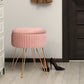 Side Table Storage Ottoman - Velvet Padded Stool Vanity Footstool REMY PINK