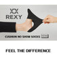 3X Rexy Cushion No Show Ankle Socks Small Non-Slip Breathable BLACK