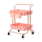 Trolley Cart Storage Utility Rack Shelf Organiser Swivel Kitchen 2 Tier PINK