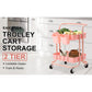 Trolley Cart Storage Utility Rack Shelf Organiser Swivel Kitchen 2 Tier PINK