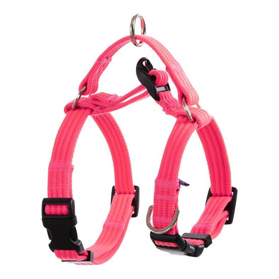 Dog Double-Lined Straps Harness and Lead Set Leash Adjustable L NEON CAROL-PINK