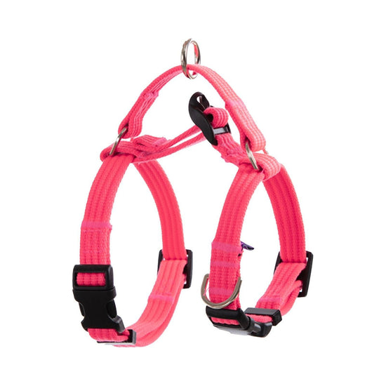 Dog Double-Lined Straps Harness and Lead Set Leash Adjustable M NEON CAROL-PINK