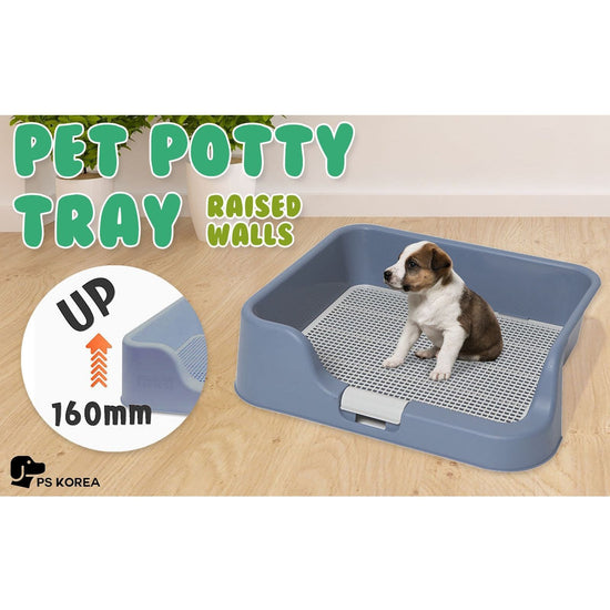 Dog Pet Potty Tray Training Toilet Raised Walls T1 BLUE