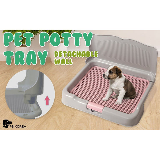 Dog Pet Potty Tray Training Toilet Detachable Wall T2 GREY