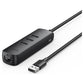 UGREEN 20984 USB 2.0 to 3 x USB2.0 with RJ45 (100Mbps) Ethernet Adapter (Black)