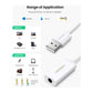UGREEN USB A Male to 3.5 mm Aux Cable (White)