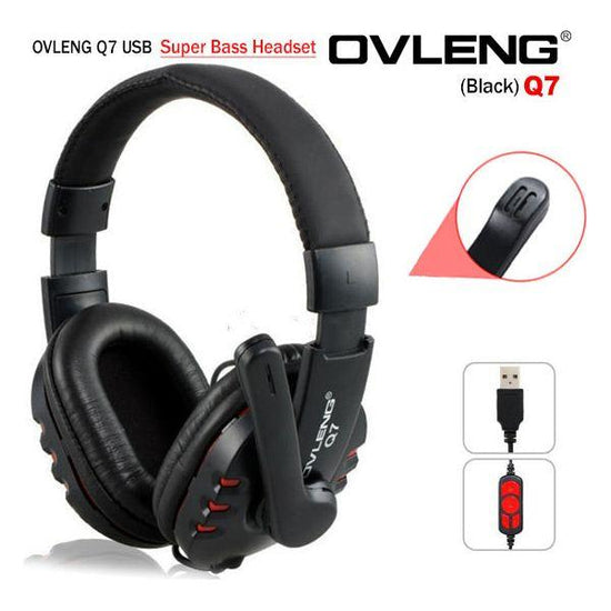 OVLENG Q7 USB Computer Headphones with Mic and Volume Control