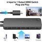 BENFEI 365BK HDMI Switch 4 in 1 Out 4K@60Hz, 2K@144Hz, HDCP 2.3 (with Adaptive Equalization Support 30ft HDMI Transmit)