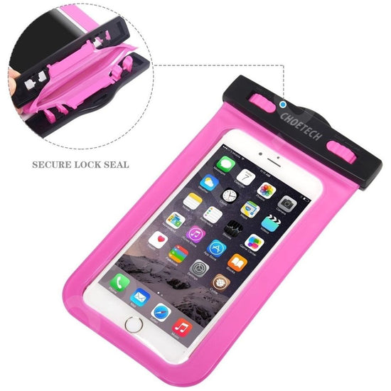 CHOETECH WPC007-PK Universal WaterProof Cell Phone Pouch bag up to 8-inch (Pink)