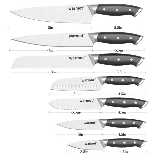 Warmot 7-Piece High Carbon Stainless Steel Ultra Chef Knife Set with Gift Box (317-7)