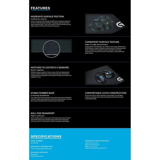 Logitech G240 Cloth Gaming Mouse Pad (943-000046)