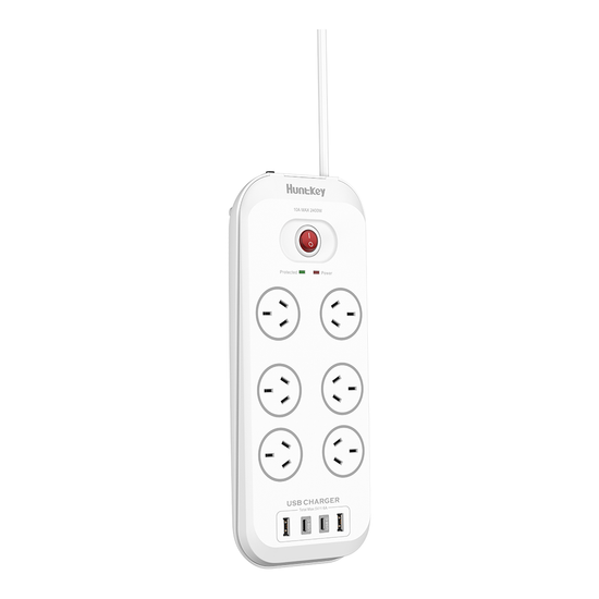 Huntkey SAC607C 6 Outlets Surge Protector Powerboard with 2x USB-A & 2x USB-C