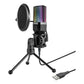 Simplecom UM650 USB Cardioid Condenser Microphone Gaming RGB Lights with Tripod & Pop Filter