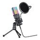 Simplecom UM650 USB Cardioid Condenser Microphone Gaming RGB Lights with Tripod & Pop Filter