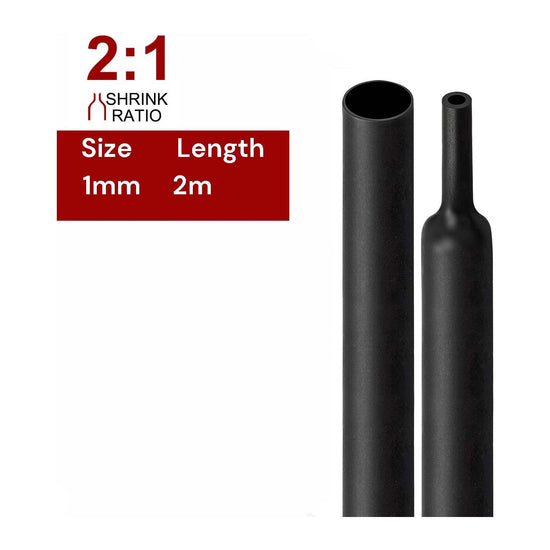 2m Polyolefin Shrink Tube 1/24" (1mm) 2:1 Ratio Heat Shrink Tubing Sleeving Wrap Shrinking