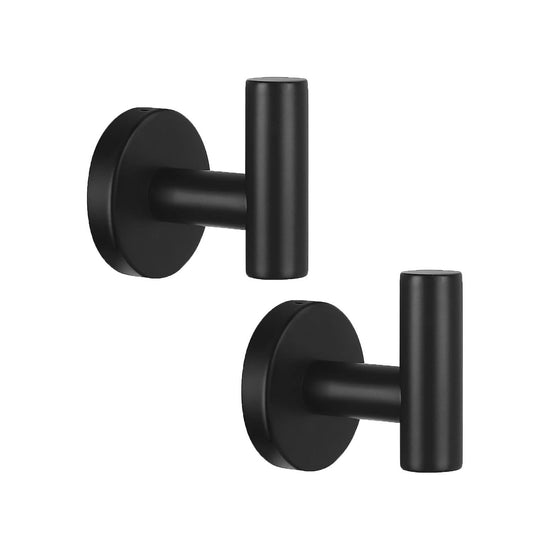 2 Pcs Wall Mount Bathroom Towel Hooks Holder Cloth Hanger Hook Kitchen Door Hanger Black