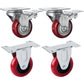 4x 4 inch Heavy Duty 2x Fixed + 2x Swivel Casters Load 520kg Lockable Castor Caster Wheels Swivel Casters with Brakes