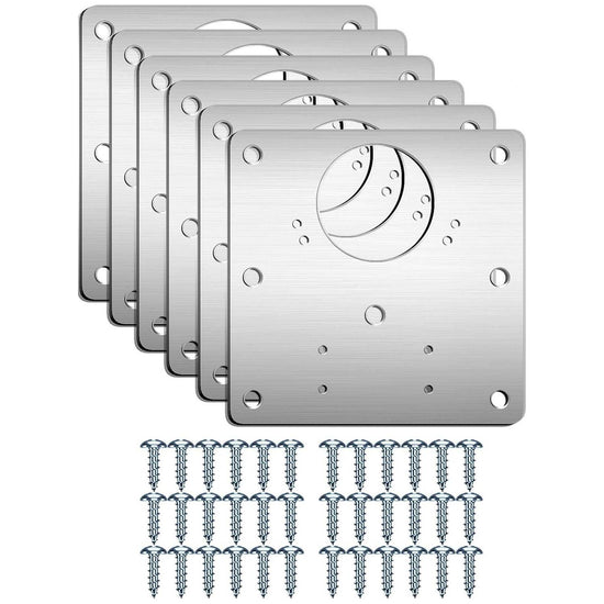 6 Pcs Kitchen Cupboard Door Cabinet Hinges Repair Plate Brackets Kit Fixing Screws