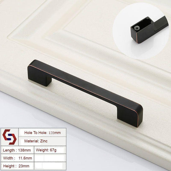 Zinc Kitchen Cabinet Handles Drawer Bar Handle Pull black+copper color hole to hole size 128mm