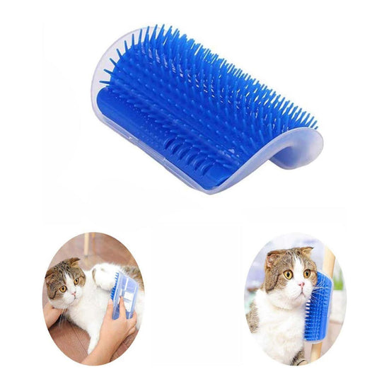 Cat Self Groomer Catnip  Dog Cat Toy Corner Groomer Wall Corner Scratcher Comb Grooming Massage Brush Blue