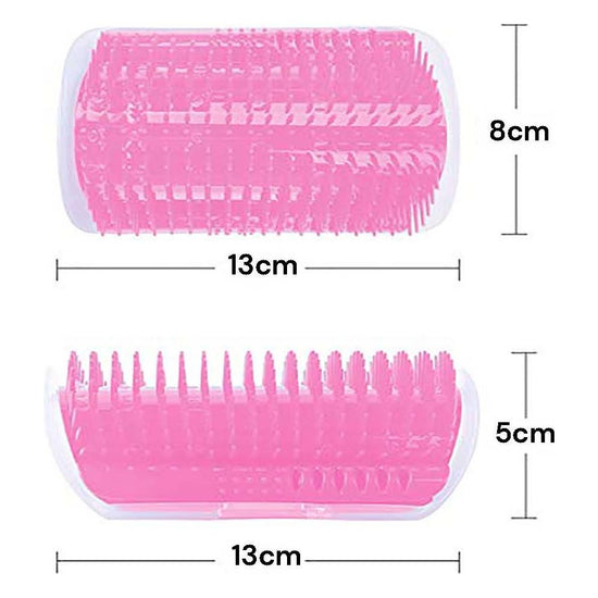 Cat Self Groomer Catnip  Dog Cat Toy Corner Groomer Wall Corner Scratcher Comb Grooming Massage Brush Pink