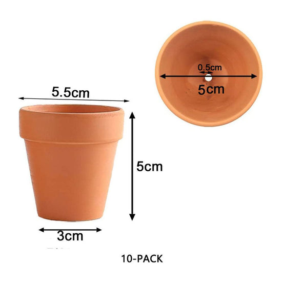 10x 5cm Flower Pot Pots Clay Ceramic Plant Drain Hole Succulent Cactus Nursery Planter