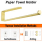 Gold Kitchen Bathroom Paper Holder Towel Holder Self Adhesive or Screw Mount 31cm