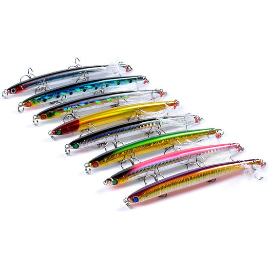 8x Popper Minnow 11.7cm Fishing Lure Lures Surface Tackle Fresh Saltwater