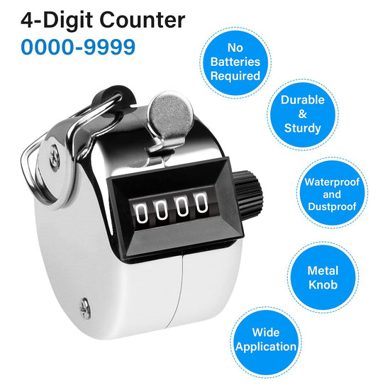 Hand Tally Counter 4-Digit Lap Counters Clicker Pitch for Counting Knitting Coaching