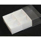 100 Pack of White Card Chocolate Sweet Soap Product Reatail Gift Box - 4 Bay Compartments - Clear Slide On Lid - 8x8x3cm