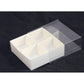 100 Pack of White Card Chocolate Sweet Soap Product Reatail Gift Box - 4 Bay Compartments - Clear Slide On Lid - 8x8x3cm