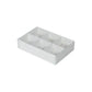 100 Pack of White Card Chocolate Sweet Soap Product Reatail Gift Box - 6 Bay Compartments - Clear Slide On Lid - 12x8x3cm