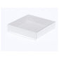 100 Pack of 10cm Square Invitation Coaster Favor Function product Presentation Cookie Biscuit Patisserie Gift Box - 4cm deep - White Card with Clear Slide On PVC Lid