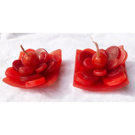 2 Red Lotus Floating Candles in Red Black Gift Box Set Birthday Xmas Valentine Mothers Day Gift Present